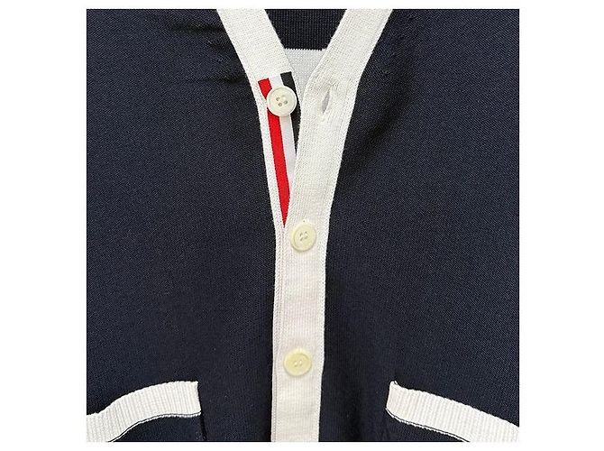 Thom Browne Hector Cardigan mit diagonalen Streifen, lockere Passform, marineblau - Ansicht 7