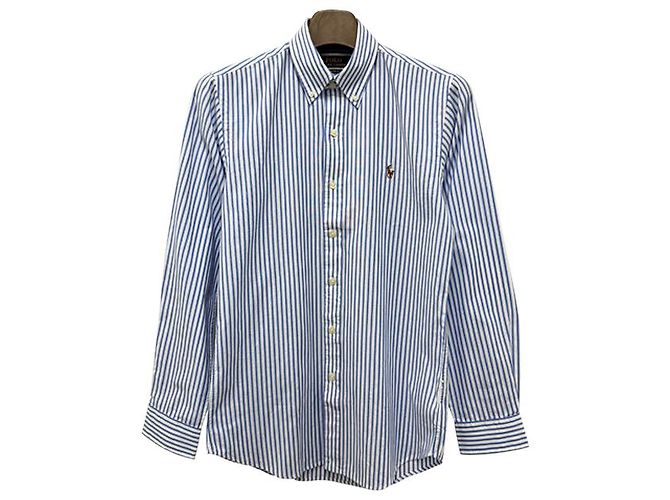 Camicia a righe blu e bianca con logo ricamato di pony Polo Ralph Lauren - vista 13