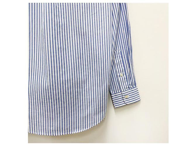 Camicia a righe blu e bianca con logo ricamato di pony Polo Ralph Lauren - vista 20