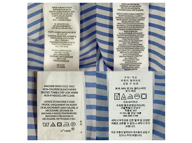 Camicia a righe blu e bianca con logo ricamato di pony Polo Ralph Lauren - vista 21
