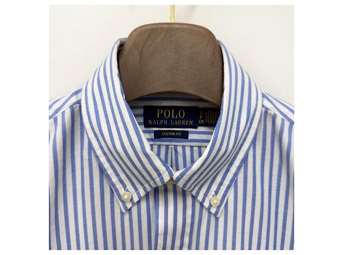 Camicia a righe blu e bianca con logo ricamato di pony Polo Ralph Lauren - vista 3