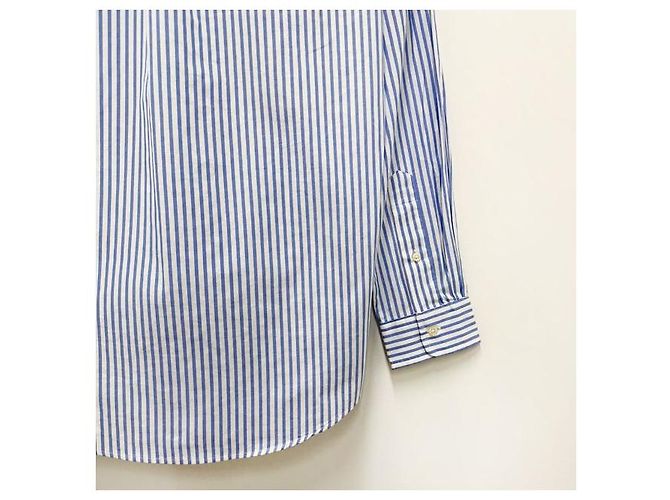 Camicia a righe blu e bianca con logo ricamato di pony Polo Ralph Lauren - vista 8