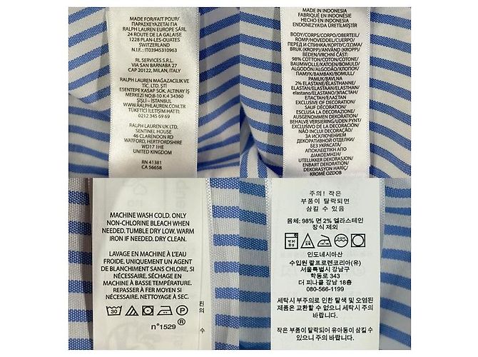 Camicia a righe blu e bianca con logo ricamato di pony Polo Ralph Lauren - vista 9