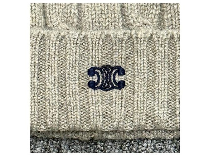 Céline Cashmere-Mütze mit gesticktem Triomphe-Logo Hellgrau Braun - Ansicht 12