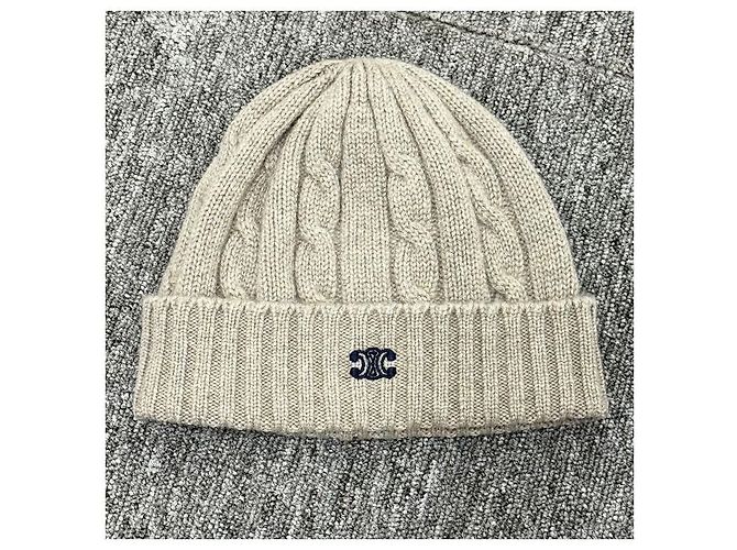 Céline Cashmere-Mütze mit gesticktem Triomphe-Logo Hellgrau Braun - Ansicht 2
