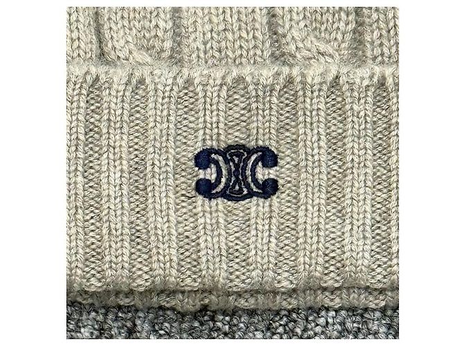 Céline Cashmere-Mütze mit gesticktem Triomphe-Logo Hellgrau Braun - Ansicht 4