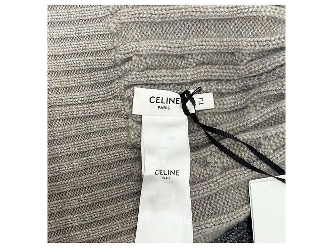 Céline Cashmere-Mütze mit gesticktem Triomphe-Logo Hellgrau Braun - Ansicht 5