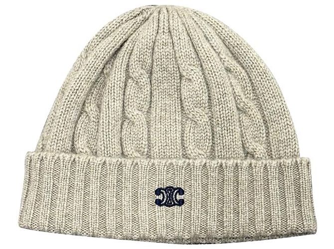 Céline Cashmere-Mütze mit gesticktem Triomphe-Logo Hellgrau Braun - Ansicht 9