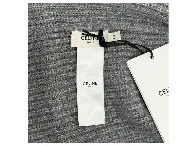 Céline Cashmere-Mütze mit gesticktem Triomphe-Logo Mittelgrau - Ansicht 13