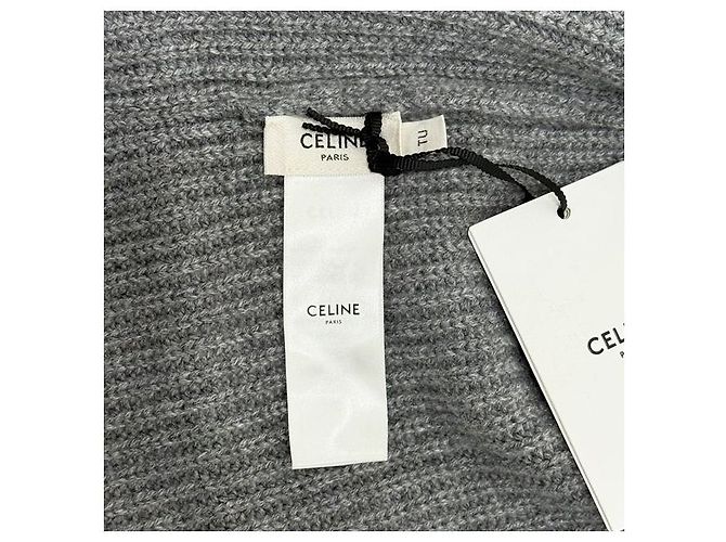 Céline Cashmere-Mütze mit gesticktem Triomphe-Logo Mittelgrau - Ansicht 5