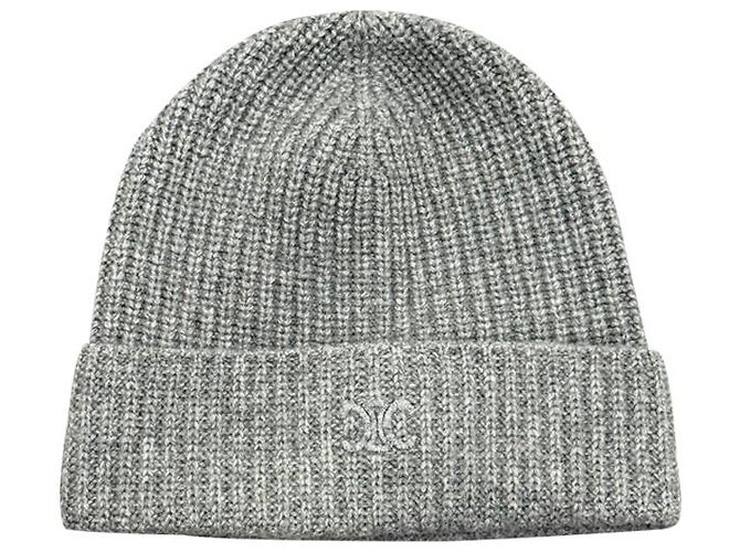 Céline Cashmere-Mütze mit gesticktem Triomphe-Logo Mittelgrau - Ansicht 9