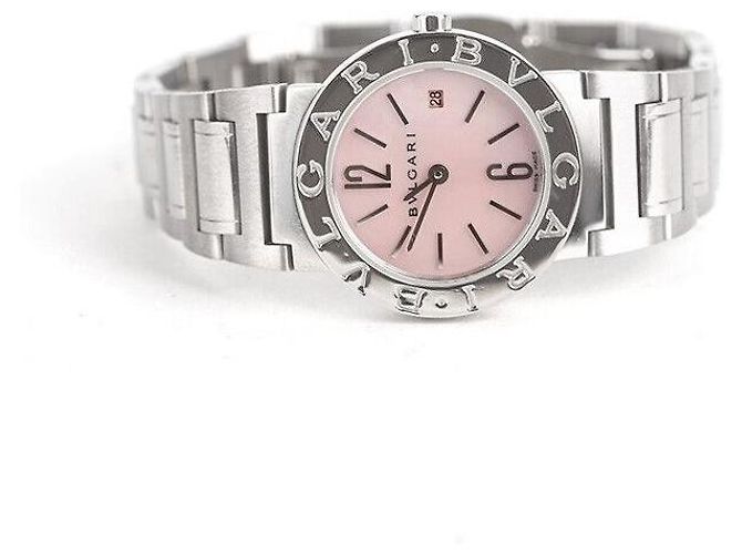 Bulgari Relógio de aço com mostrador de madrepérola rosa e nova pulseira - vista 2