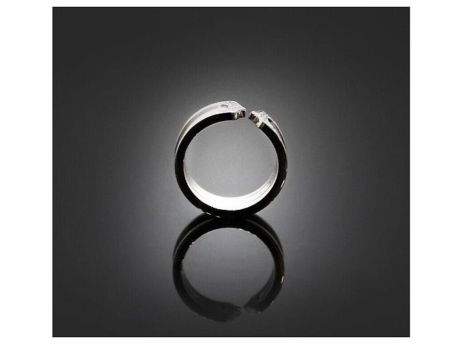 Cartier Anello Doppio in Oro Bianco con Diamante - vista 2