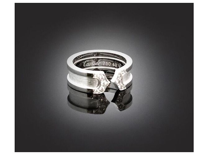 Cartier Anello Doppio in Oro Bianco con Diamante - vista 4