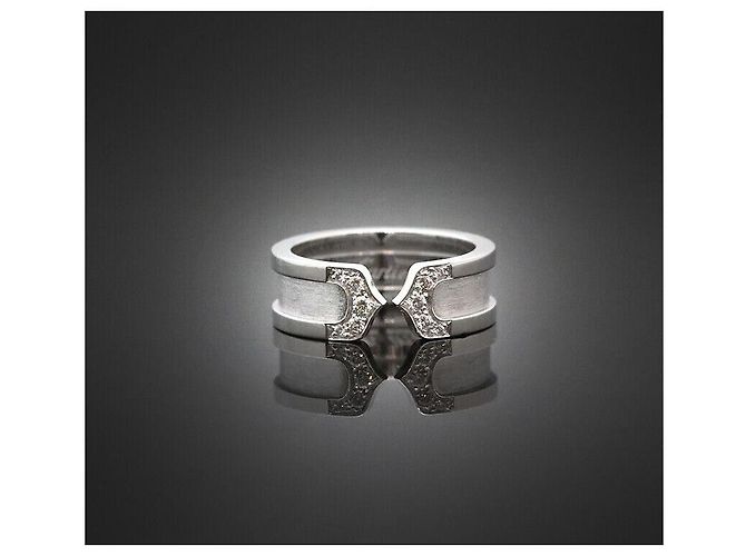 Cartier Anello Doppio in Oro Bianco con Diamante - vista 5