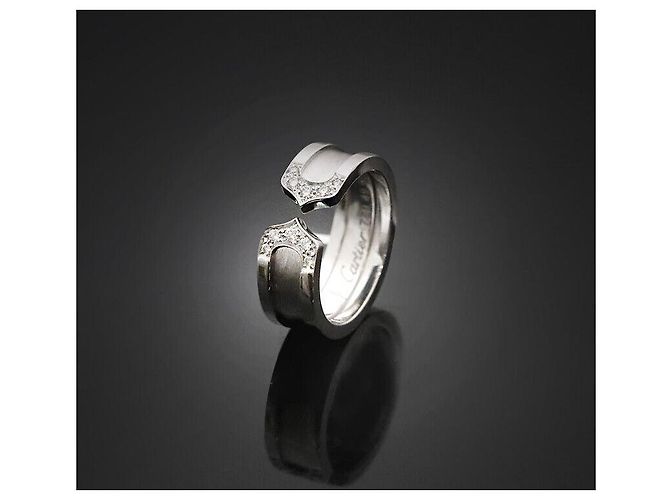 Cartier Anello Doppio in Oro Bianco con Diamante - vista 7