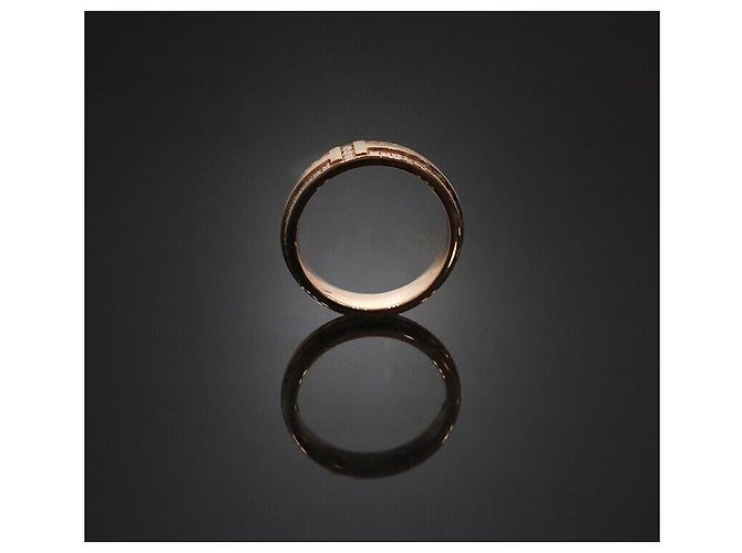Tiffany & Co Schmale Ring aus Roségold mit Voll-Pavé-Diamanten Größe Pink - Ansicht 2