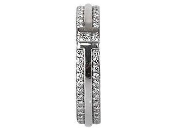 Tiffany & Co Schmale Ring aus Weißgold mit Vollpave-Diamanten Größe - Ansicht 3