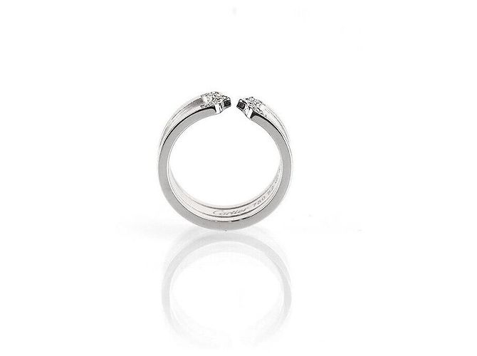 Cartier Doppelring aus Weißgold mit Diamant Größe - Ansicht 2