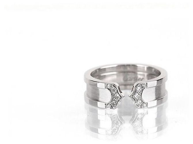 Cartier Doppelring aus Weißgold mit Diamant Größe - Ansicht 4