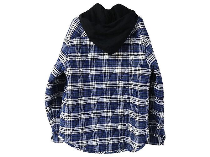 Off White Blau gestepptes Karomuster-Jacke - Ansicht 4
