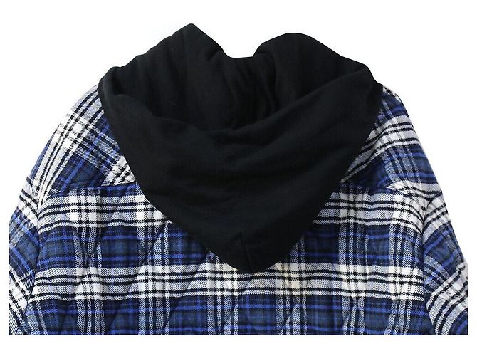 Off White Blau gestepptes Karomuster-Jacke - Ansicht 5