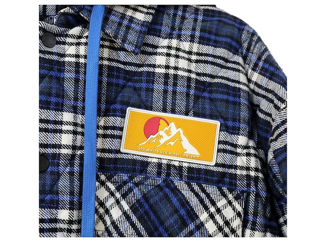 Off White Blau gestepptes Karomuster-Jacke - Ansicht 7