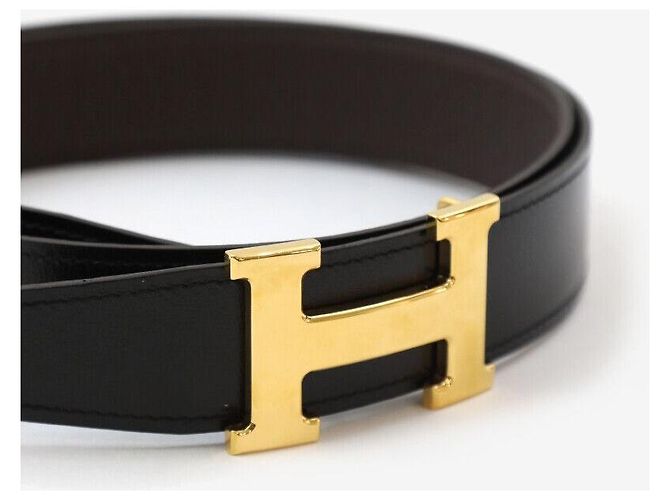 Hermès Reversible Belt with Gold Hardware Black Chocolate - view 5