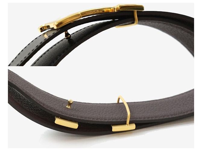 Hermès Reversible Belt with Gold Hardware Black Chocolate - view 6