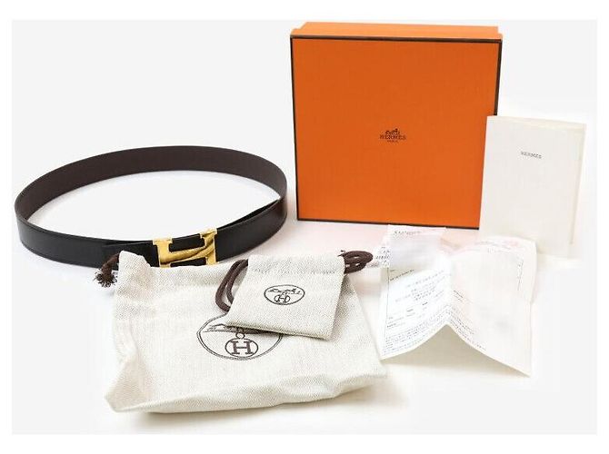 Hermès Reversible Belt with Gold Hardware Black Chocolate - view 8