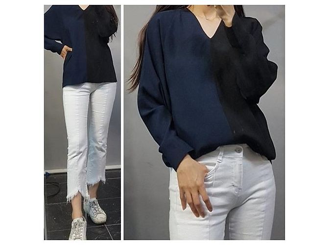 Fendi Blusa de dos tonos Azul - vista 7