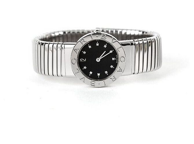 Bulgari Tubogas Stahl Schwarzer Diamant - Ansicht 2