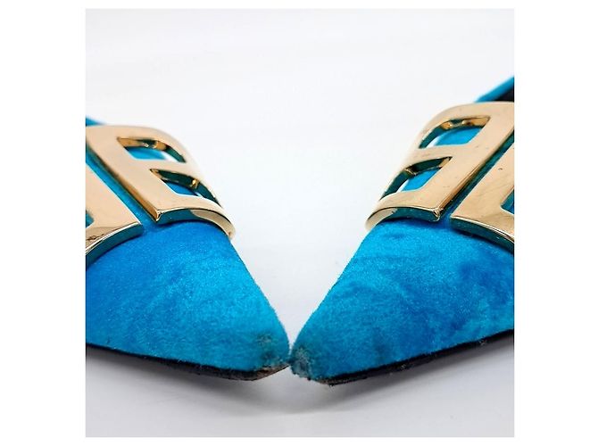 Balenciaga Samt-Flats Slingbacks Blau - Ansicht 2