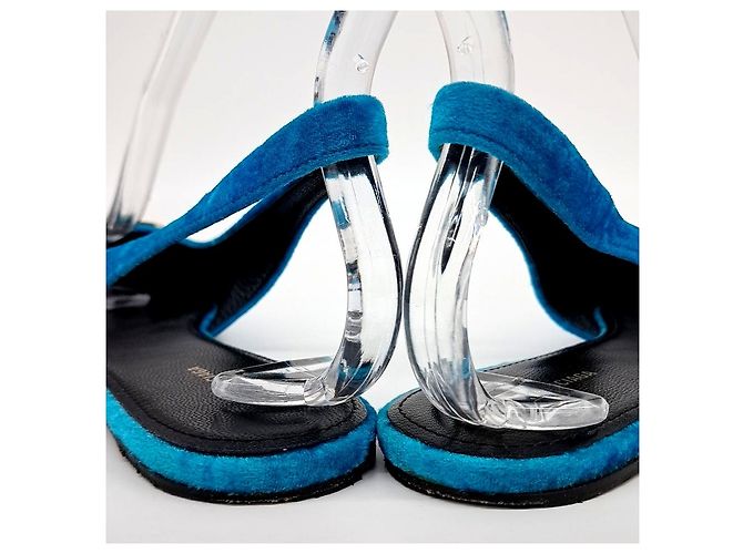 Balenciaga Samt-Flats Slingbacks Blau - Ansicht 3