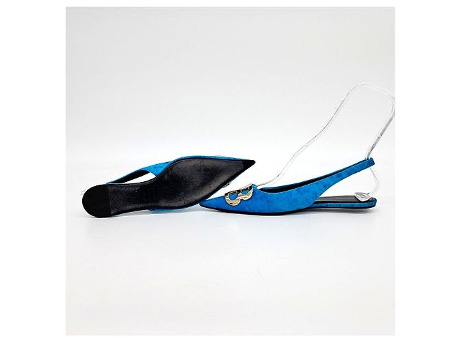 Balenciaga Samt-Flats Slingbacks Blau - Ansicht 4