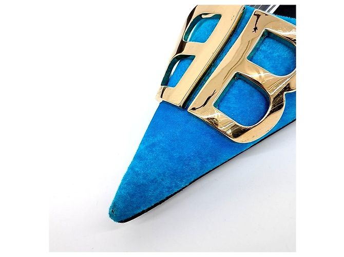 Balenciaga Samt-Flats Slingbacks Blau - Ansicht 5