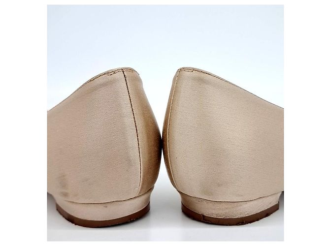 Ballerine in satin Manolo Blahnik Marrone - vista 3