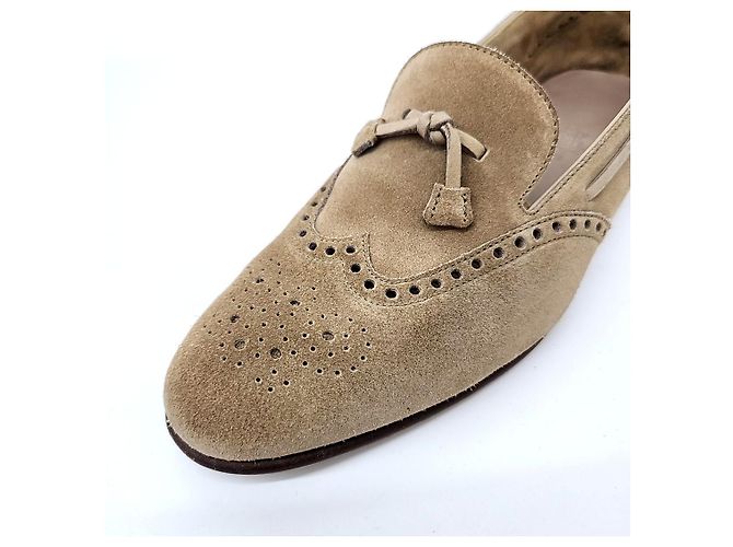 Mocassini in scamosciato Hermès Marrone - vista 5