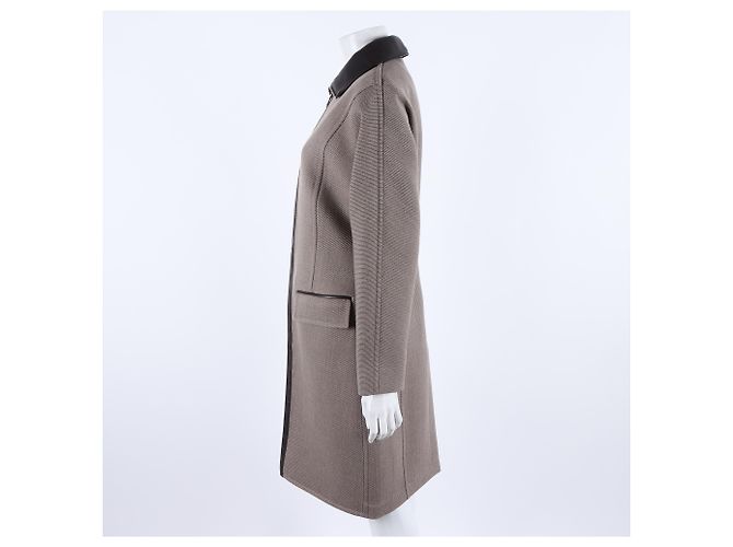 Abrigo con cremallera de cuero Hermès Castaño - vista 2