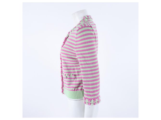 Gestreifter Cardigan von Chanel Grün - Ansicht 2