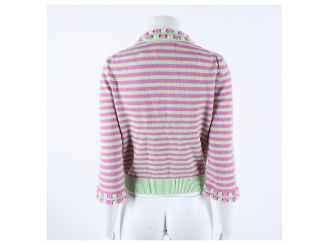 Gestreifter Cardigan von Chanel Grün - Ansicht 3