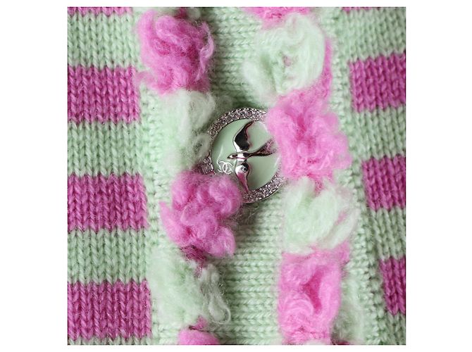 Gestreifter Cardigan von Chanel Grün - Ansicht 4