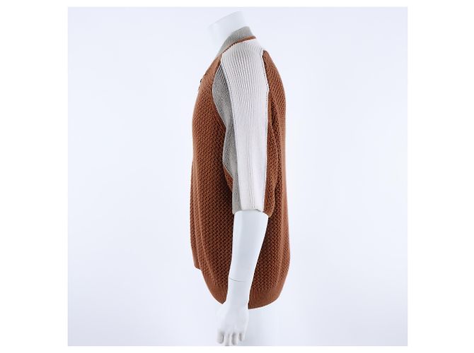 Halbzip-Pullover mit kurzen Ärmeln von Hermès Braun - Ansicht 2