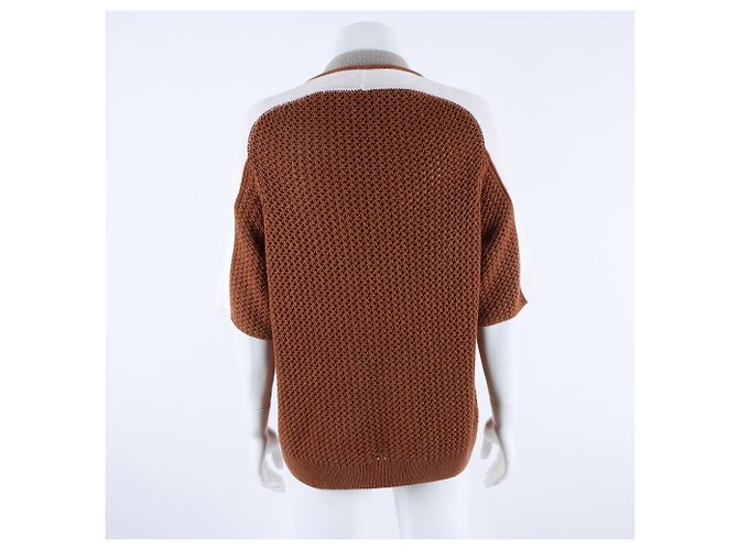 Halbzip-Pullover mit kurzen Ärmeln von Hermès Braun - Ansicht 3