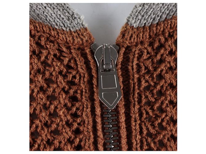 Halbzip-Pullover mit kurzen Ärmeln von Hermès Braun - Ansicht 4
