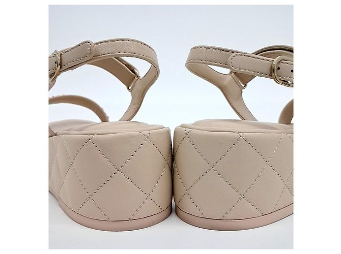 Sandalias de plataforma con cadena Chanel Castaño - vista 3