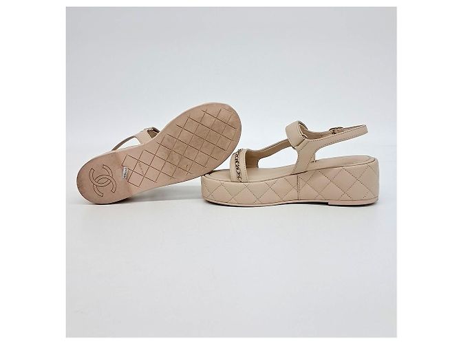 Sandalias de plataforma con cadena Chanel Castaño - vista 4