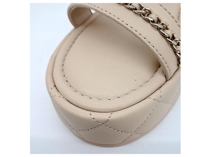 Sandalias de plataforma con cadena Chanel Castaño - vista 5