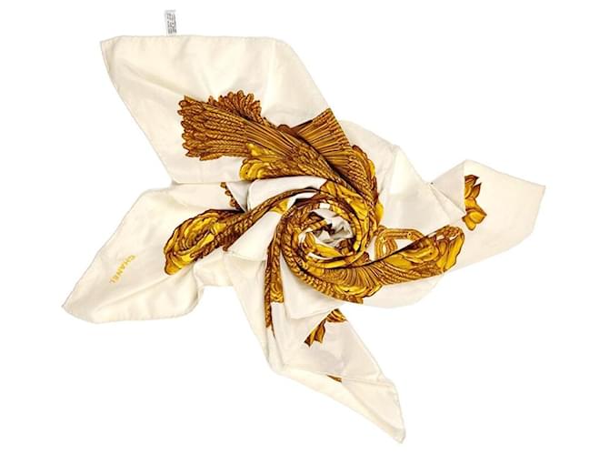Chanel Seidenschal Herbststrauß Hellbeige Braun - Ansicht 2