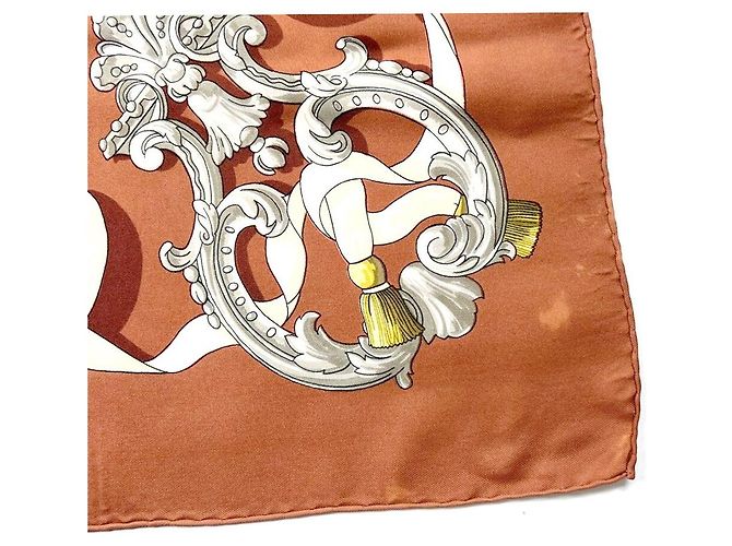 Hermès FERRONNERIE Sciarpa in Seta Metallica Arancione Marrone - vista 7